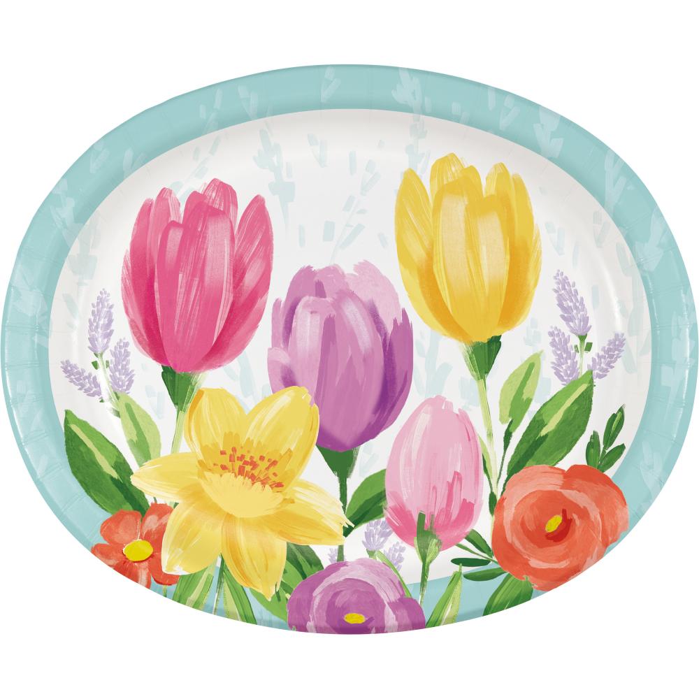 Tulip Blooms Paper Oval Platter (Case of 96) by Creative Converting