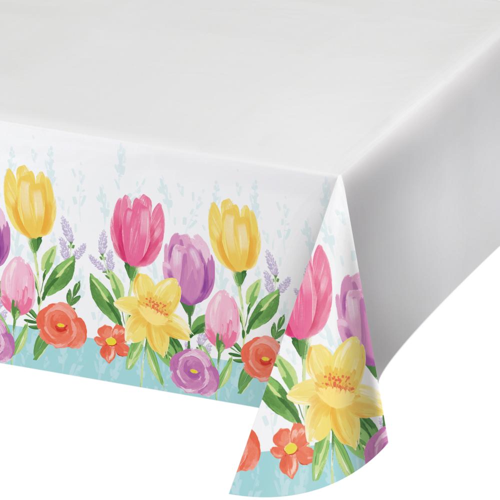Tulip Blooms Paper Tablecover Border Print, 54" x 102" (Case of 12) by Creative Converting