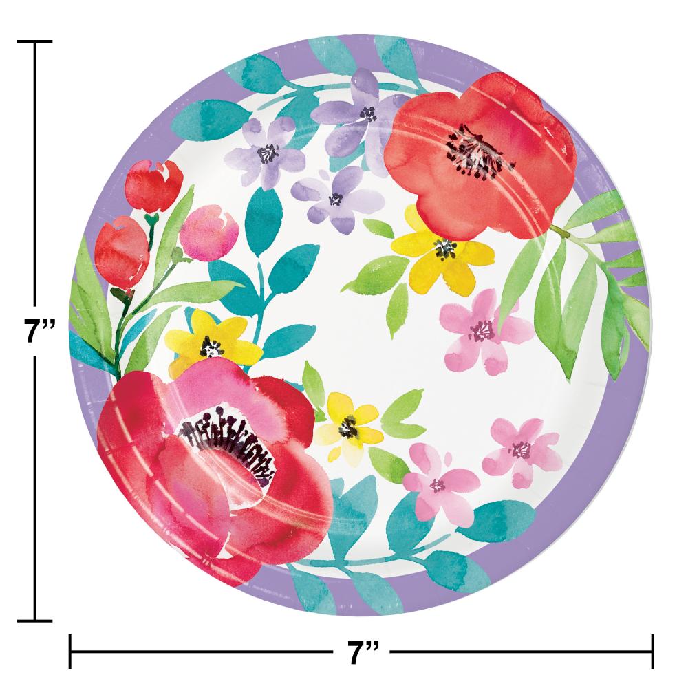 96ct Bulk Spring Poppies Paper 7" Dessert Plate