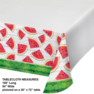 12ct Bulk Watermelon Wow Paper Tablecover Border Print, 54" x 102"