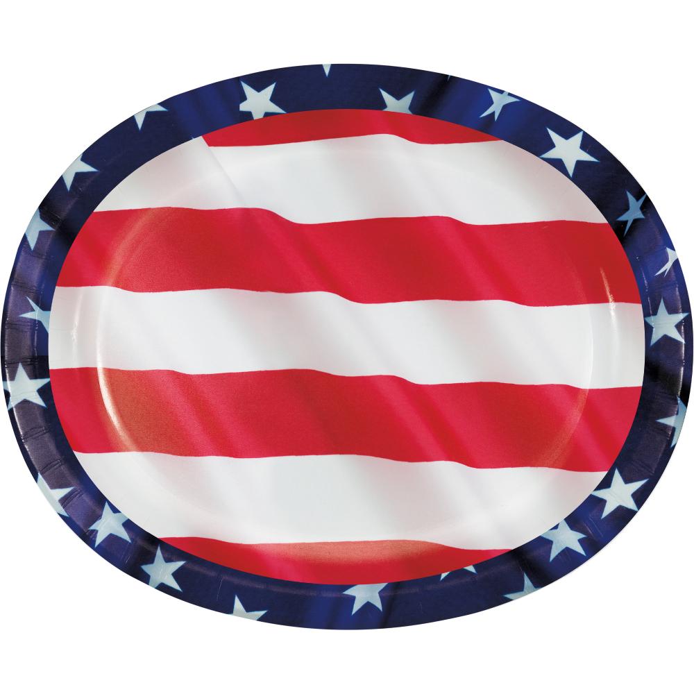 96ct Patriotic Stars and Stripes Large Oval Serving Platter