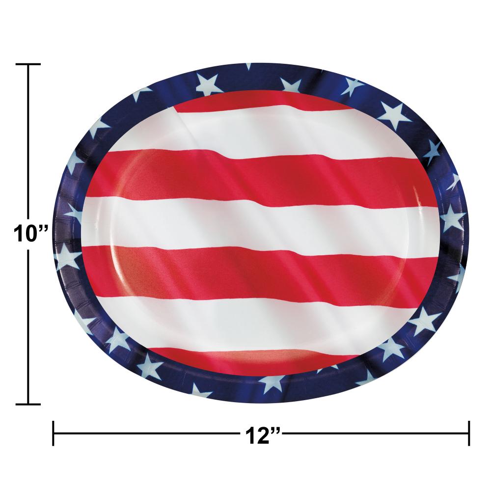 96ct Patriotic Stars and Stripes Large Oval Serving Platter