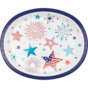 96ct Bulk Patriotic Party Paper Oval Platter