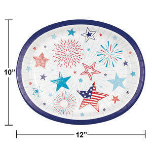 96ct Bulk Patriotic Party Paper Oval Platter
