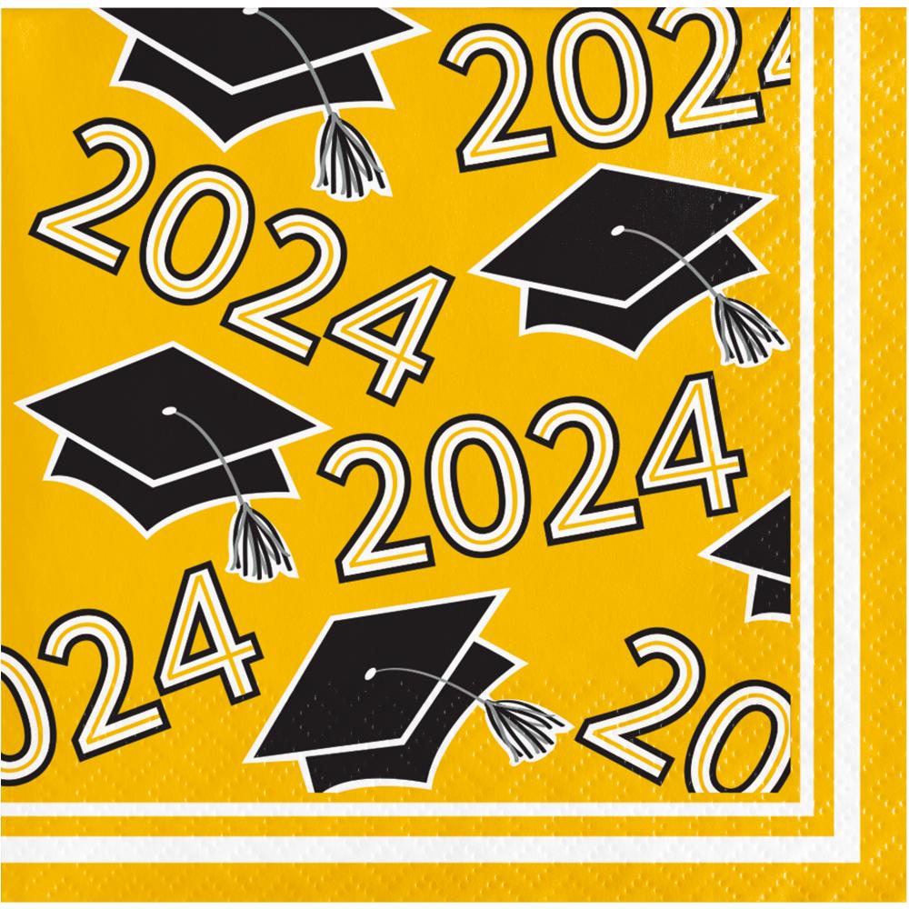 Creative Conveting Graduation Class of 2024 2Ply Beverage Napkin Yellow  (360/Case)