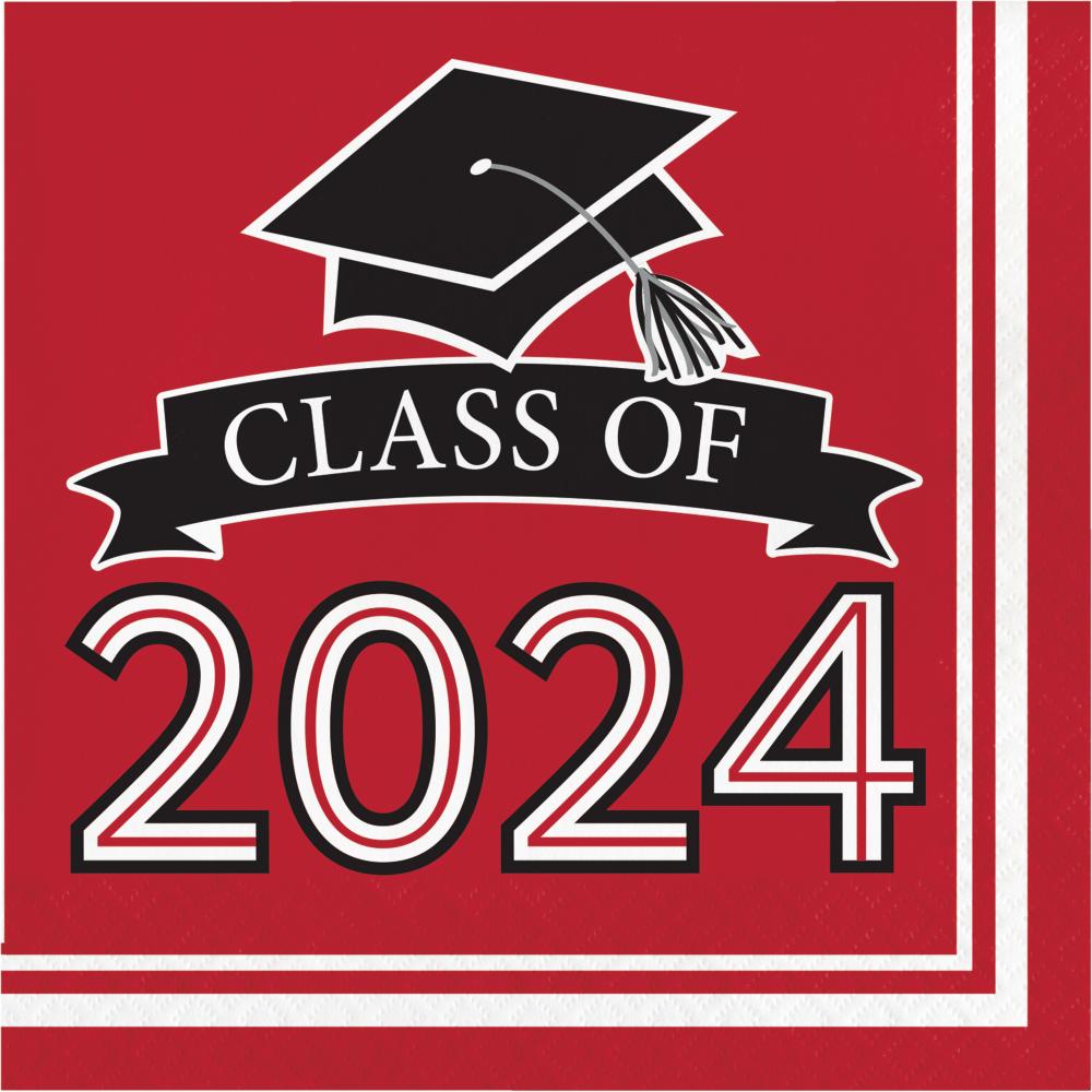 Creative Conveting Graduation Class of 2024 2Ply Luncheon Napkin Classic Red  (360/Case)