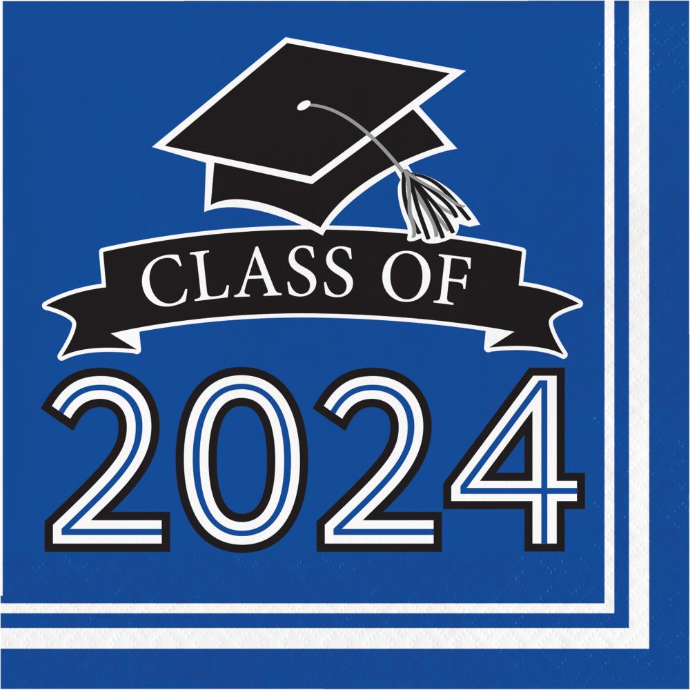 360ct Class of 2024 Cobalt Blue 2-Ply Graduation Luncheon Napkins