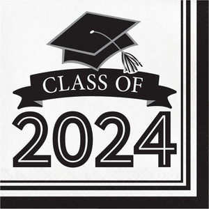 Bulk 360ct Class of 2024 White 2-Ply Graduation Luncheon Napkins