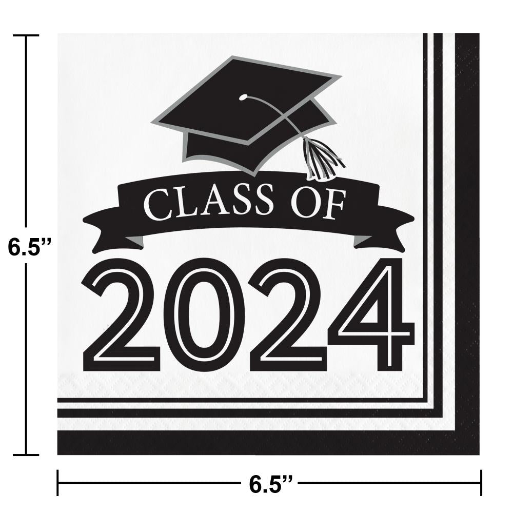 Bulk 360ct Class of 2024 White 2-Ply Graduation Luncheon Napkins