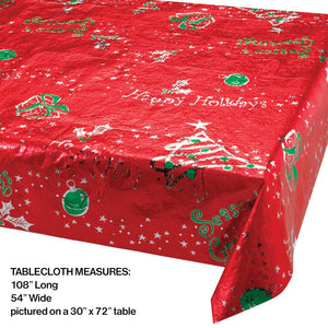 6ct Bulk Metallic Printed Christmas Plastic Table Covers