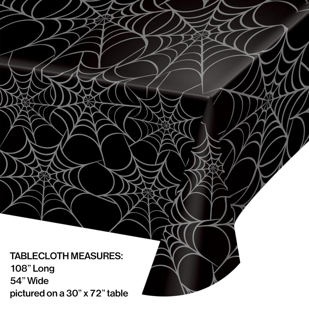 12ct Bulk Silver Webs Plastic Table Cover