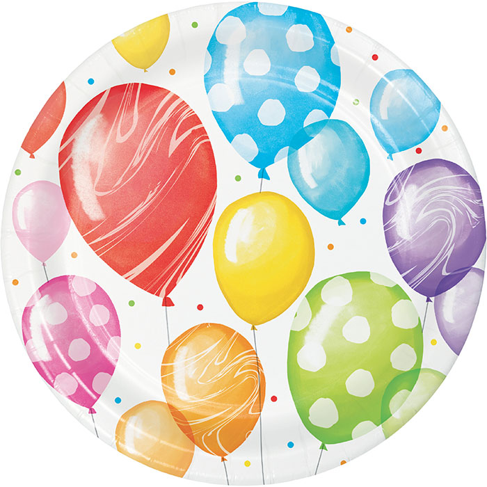 96ct Bulk Balloon Bash Dessert Plates