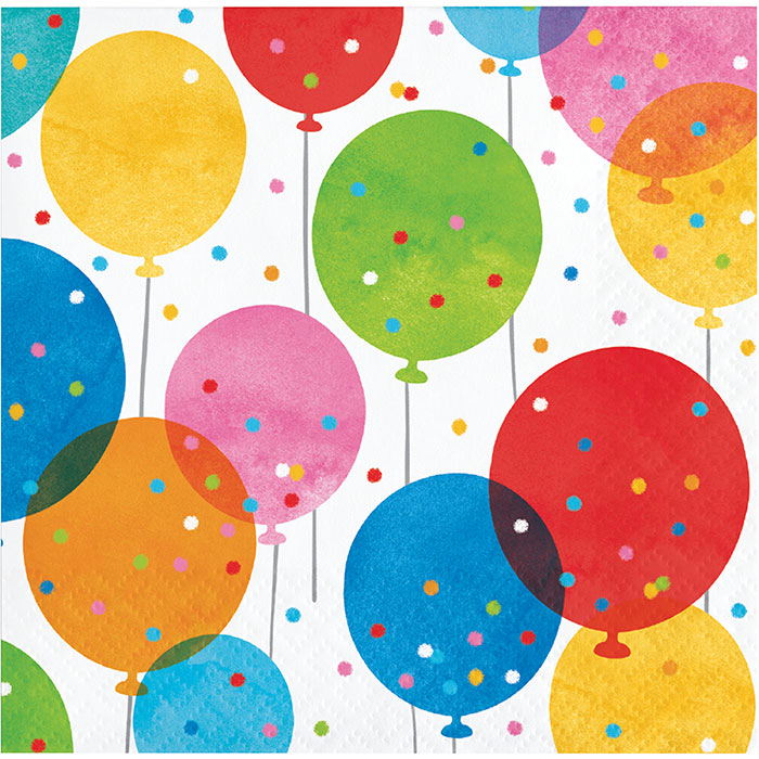 192ct Bulk Birthday Confetti Balloons Beverage Napkins