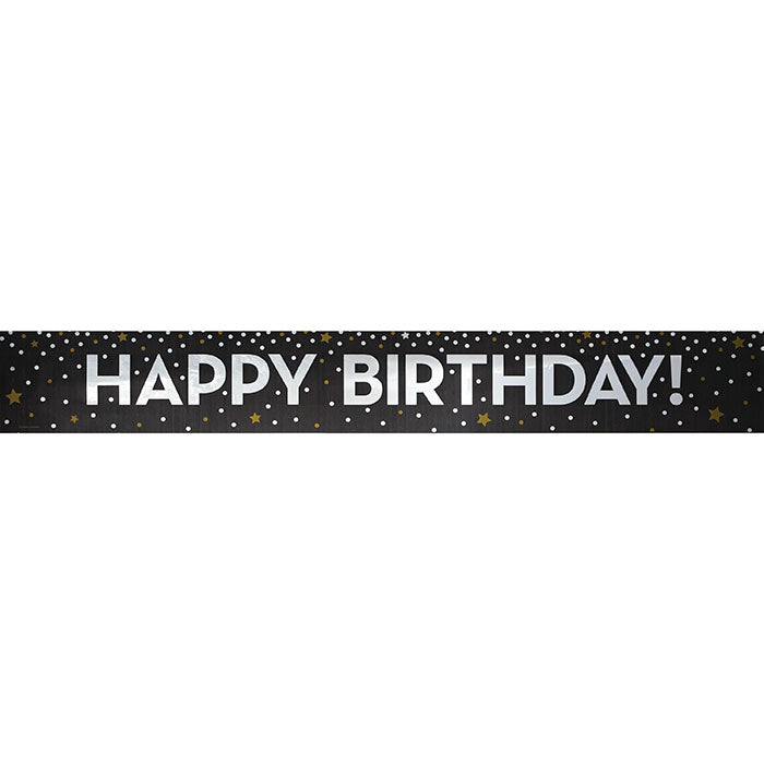12ct Bulk Gold and Silver Happy Birthday Foil Banners