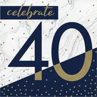 192ct Bulk Navy and Gold 40th Birthday Luncheon Napkins