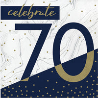 192ct Bulk Navy and Gold 70th Birthday Luncheon Napkins