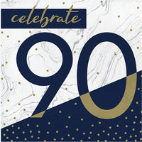192ct Bulk Navy and Gold 90th Birthday Luncheon Napkins