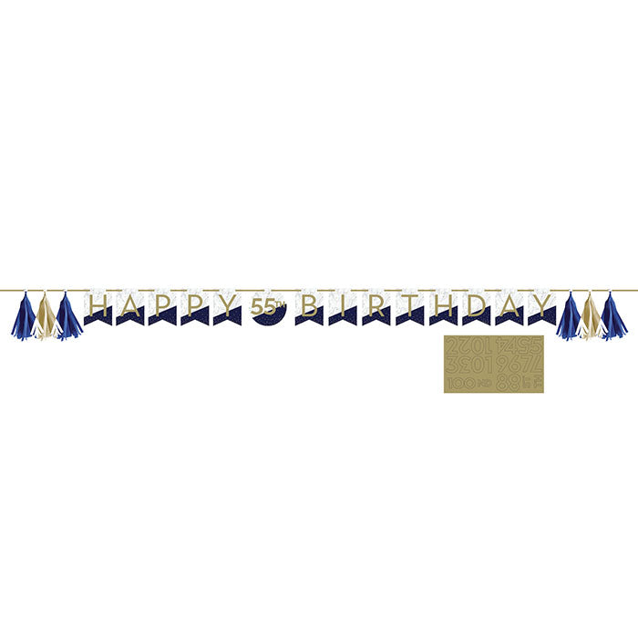 12ct Bulk Navy and Gold Birthday Banners