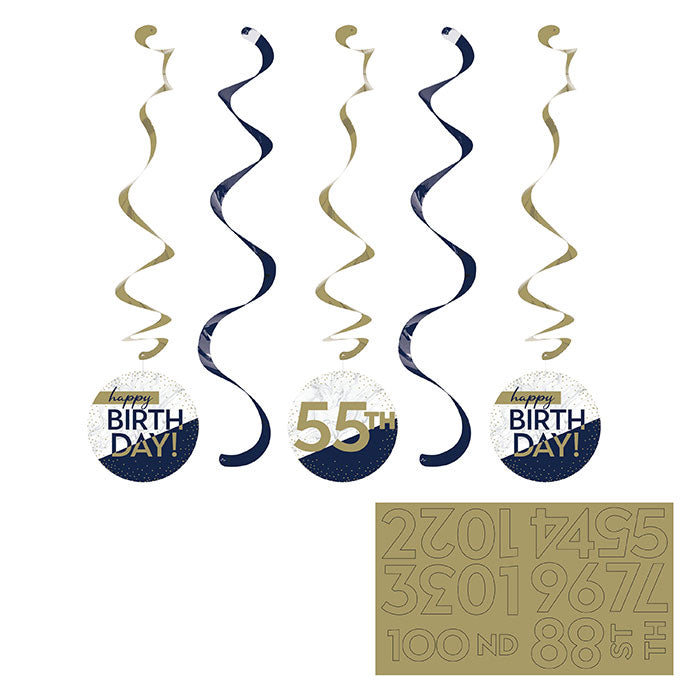 30ct Bulk Navy and Gold Birthday Dizzy Danglers