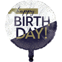 10ct Bulk Navy and Gold Birthday Mylar Balloons