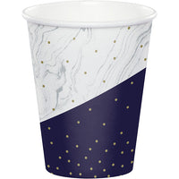 96ct Bulk Navy and Gold Birthday Paper Cups