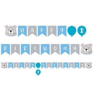 6ct Bulk Bear Party Happy Birthday Banners with Stickers