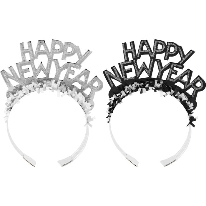50ct Bulk New Year's Eve Black and Silver Foil Glitter Tiaras