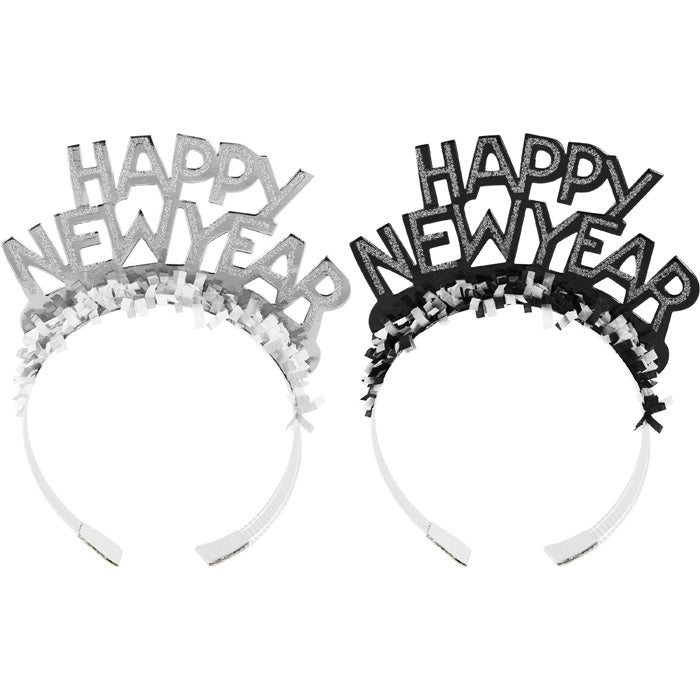 New Year's Eve Black And Silver Foil Glitter Tiaras by Creative Converting