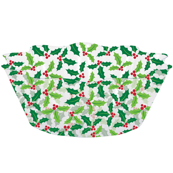12ct Bulk Holly Fluted Plastic Bowls