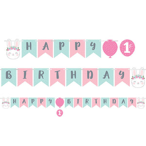 6ct Bulk Bunny Party Happy Birthday Banners with Stickers