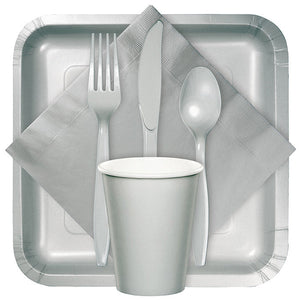 Shimmering Silver Assorted Plastic Cutlery, 24 ct Party Supplies