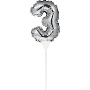 Silver 3 Number Balloon Cake Topper by Creative Converting