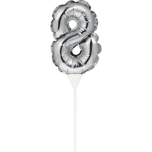 Silver 8 Number Balloon Cake Topper by Creative Converting
