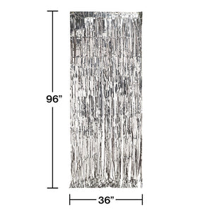 Foil Door Curtain Silver, 8'X3' Party Decoration