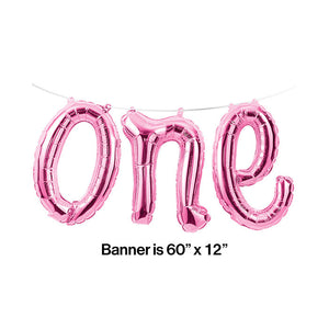 1st Birthday Girl "One" Balloon Banner Party Decoration