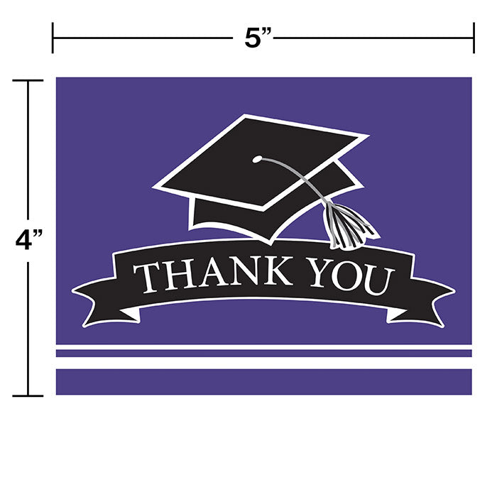 75ct Bulk Graduation School Spirit Purple Thank You Notes