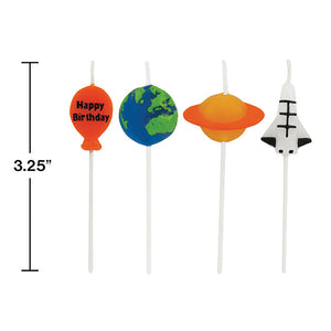Space Blast Pick Candles, 4 ct Party Decoration