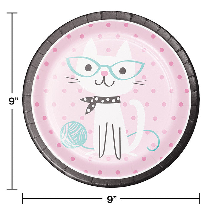 96ct Bulk Purr-fect Cat Party Dinner Plates