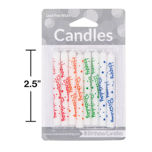 Happy Birthday Candles, 8 ct Party Decoration