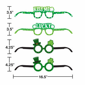 St. Patrick's Day Assorted Paper Eyeglasses, Pack Of 4 Party Decoration