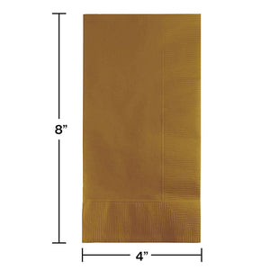 Glittering Gold Dinner Napkins 2Ply 1/8Fld, 100 ct Party Decoration
