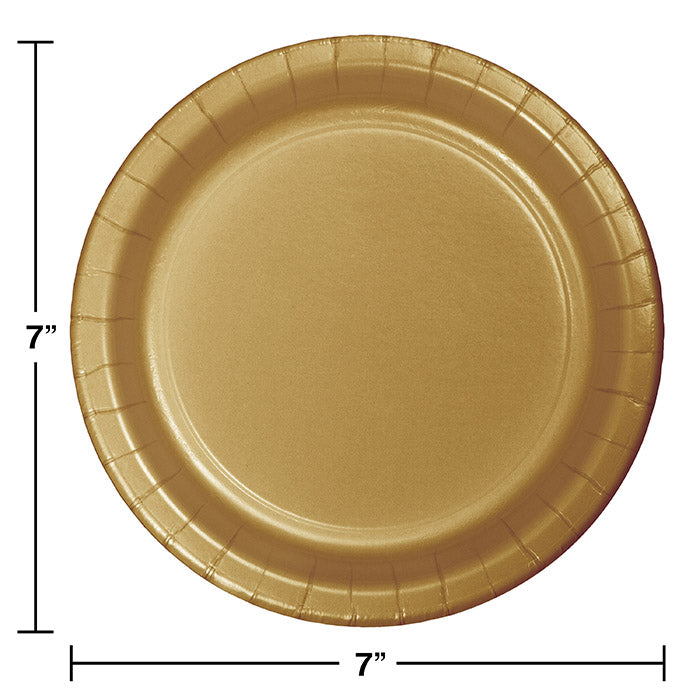 Bulk 240ct Glittering Gold Paper 6.75 inch Dessert Plates 