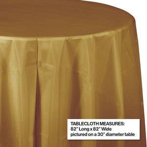 12ct Bulk Glittering Gold Round Plastic Table Covers