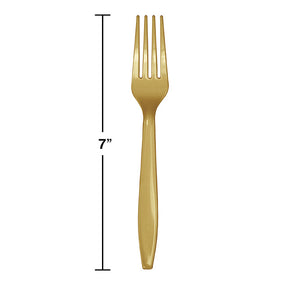 Glittering Gold Plastic Forks, 24 ct Party Decoration