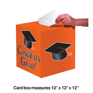Graduation Card Box, Grad, 9" Orange Party Decoration
