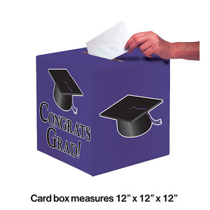 Graduation Card Box, Grad, 9" Purple Party Decoration