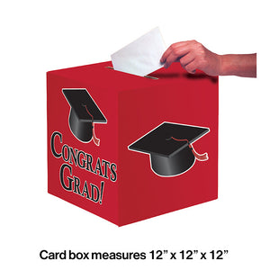 Graduation Card Box, Grad, 9" Red Party Decoration