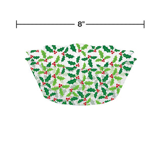 12ct Bulk Holly Fluted Plastic Bowls