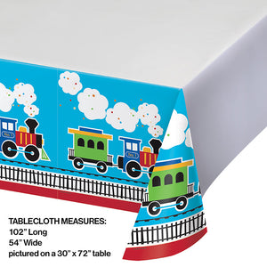 All Aboard Plastic Tablecover Border, 54" X 102" Party Decoration