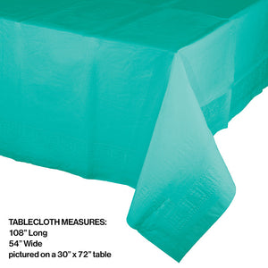 Teal Lagoon Tablecover 54"X 108" Polylined Tissue Party Decoration